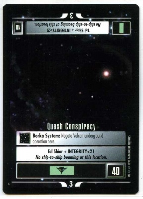 Star Trek CCG Alternate Universe - Paramount 1995 - Quash Conspiracy - Mission - Rare - BB