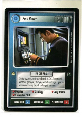 Star Trek CCG First Contact - Decipher 1997 - Paul Porter - Personnel: Federation - Rare - BB