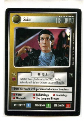 Star Trek CCG First Contact - Decipher 1997 - Solkar - Personnel: Non-Aligned - Rare - BB