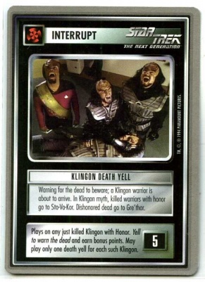 Star Trek CCG Premiere - Paramount 1994 - Klingon Death Yell - Interrupt - Rare - SB