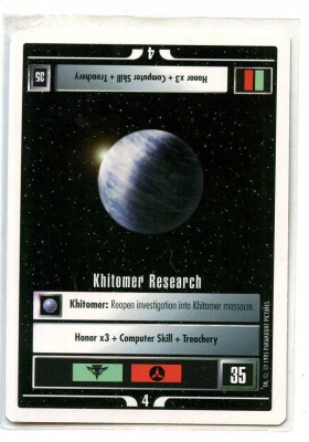 Star Trek CCG Premiere - Paramount 1995 - Khitomer Research - Missions - Rare - WB