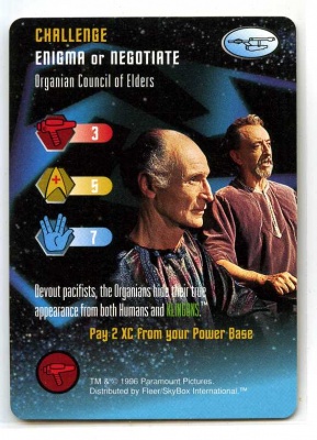 Star Trek TCG - Paramount 1996 - Organian Council of Elders - Challenge - Enigma or Negotiate - Very-Rare