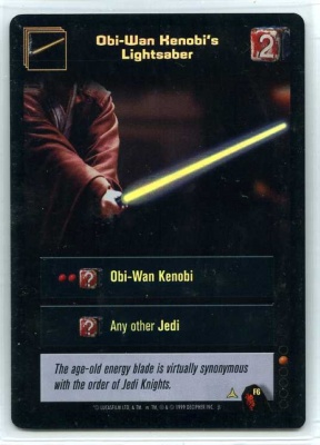 Star Wars Young Jedi CCG Menace of Darth Maul Foil - Decipher 1999 - EX - F6 - Obi-Wan Kenobi's Lightsaber - Common