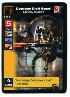 Star Wars Young Jedi CCG Menace of Darth Maul Foil - Decipher 1999 - NM-MT - F12 - Destroyer Droid Squad Security Division - Uncommon