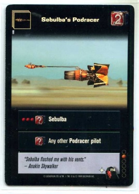 Star Wars Young Jedi CCG Menace of Darth Maul Foil - Decipher 1999 - NM - F14 - Sebulba's Podracer - Uncommon