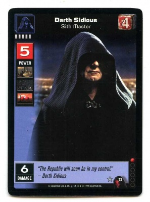 Star Wars Young Jedi CCG Menace of Darth Maul - Decipher 1999 - Darth Sidious - Sith Master - Rare