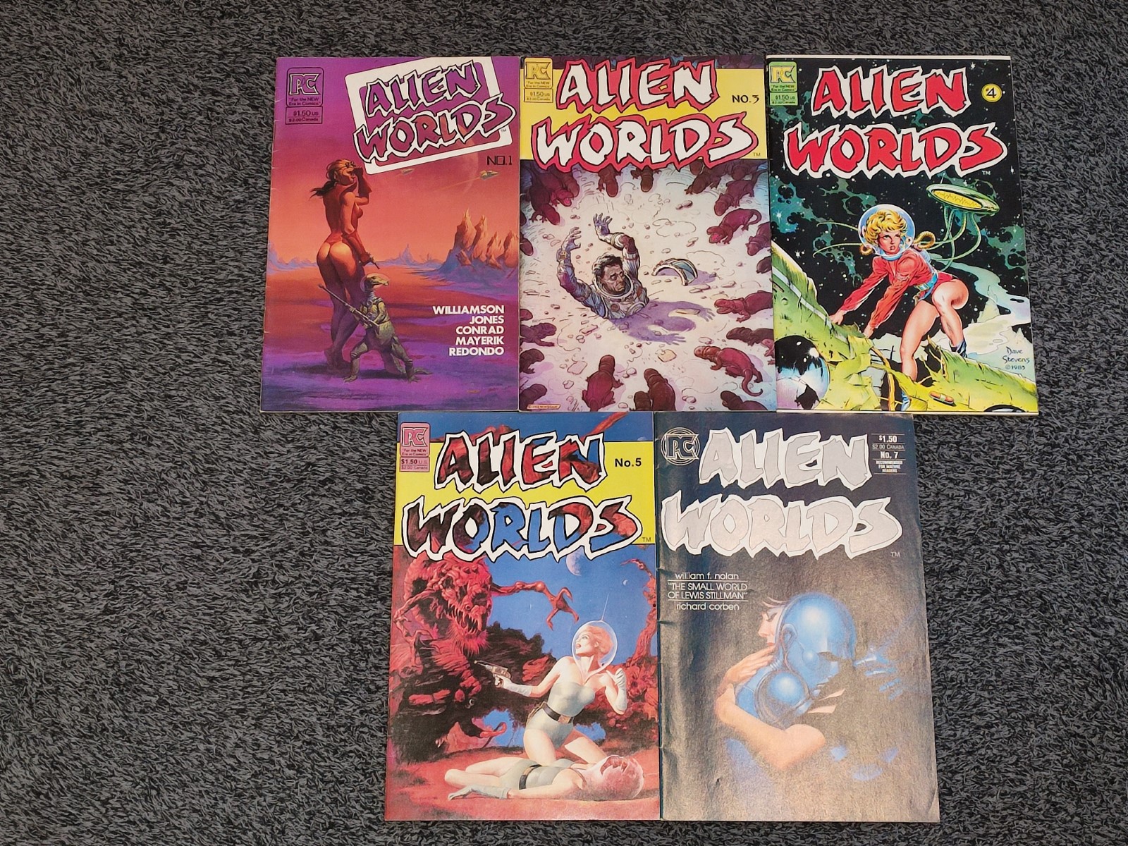 Alien Worlds #1 #3 #4 #5 #7 - Pacific 1982 - 5 Comics - Valleycomics