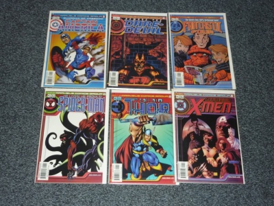Marvels Comics Capt America Daredevil FF4 Spider-Man Thor X-Men #1 x6 - 2000