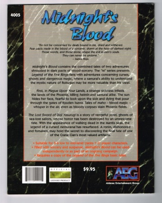 Midnight's Blood #4005 AEG 1999 - Legend of the Five Rings High Magic Series RPG