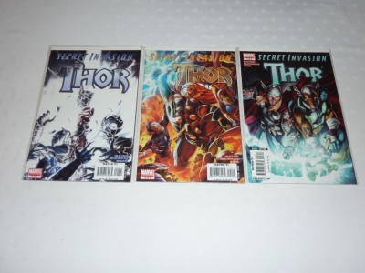 Secret Invasion Thor #1 #2 #3 - Marvel 2008 - Complete Set