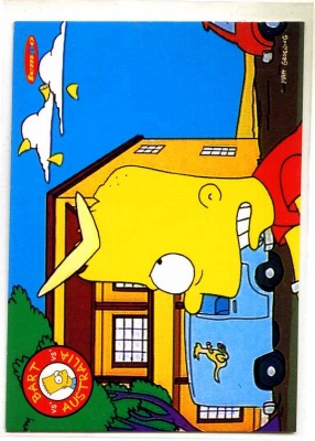 Simpsons Downunder Collector Card - Tempo 1996 - Bart and Boomerang