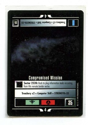 Star Trek CCG Alternate Universe - Paramount 1995 - Compromised Mission - Missions - Rare - BB