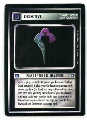 Star Trek CCG Deep Space 9 DS9 - Decipher 1998 - NM-MT to MT - Plans of the Obsidian Order - Objective - Rare - BB