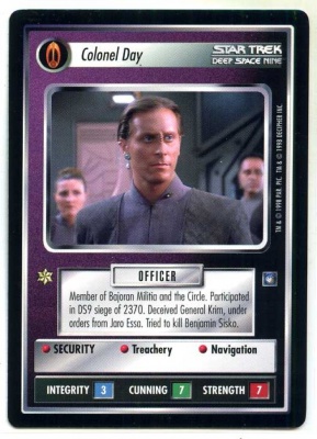 Star Trek CCG Deep Space Nine - Decipher 1998 - Colonel Day - Personnel Bajoran - Rare - BB