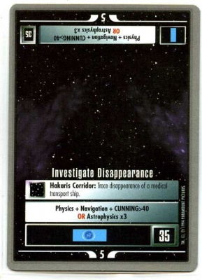 Star Trek CCG Premiere - Paramount 1994 - Investigate Disappearance - Missions - Rare - SB