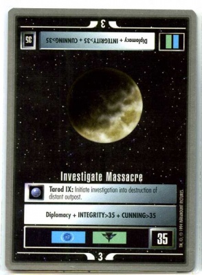 Star Trek CCG Premiere - Paramount 1994 - Investigate Massacre - Missions - Rare - SB
