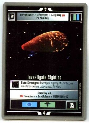 Star Trek CCG Premiere - Paramount 1994 - Investigate Sighting - Missions - Rare - SB