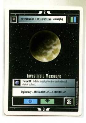 Star Trek CCG Premiere - Paramount 1994 - Investigate Massacre - Missions - Rare - WB