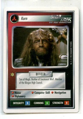 Star Trek CCG Premiere - Paramount 1995 - Kurn - Personnel: Klingon - Rare - WB