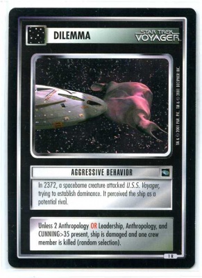 Star Trek CCG Voyager - Decipher 2001 - NM-MT to MT - Aggressive Behaviour - Dilemma - Rare - BB