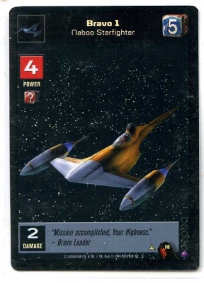 Star Wars Young Jedi CCG Menace of Darth Maul Foil - Decipher 1999 - MT - F8 - Bravo 1 Naboo Starfighter - Common